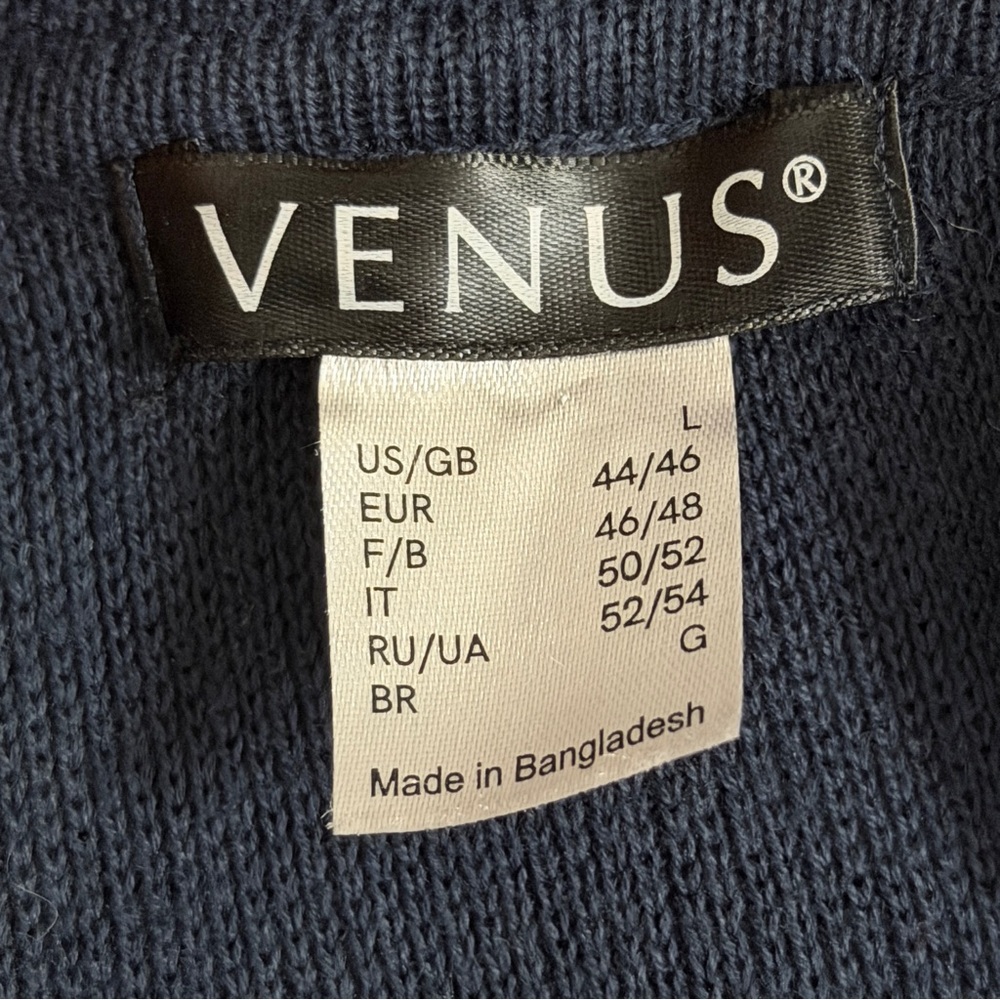 Venus LARGE Navy Blue Sweater Knit Duster Cardigan Coat - Picture 6 of 9